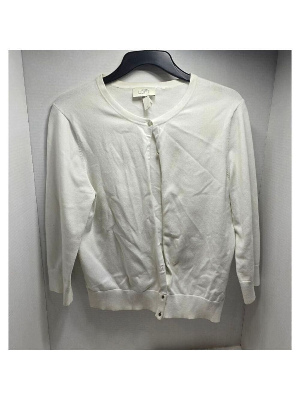 Women's Ann Taylor LOFT White Cardigan Sweater L